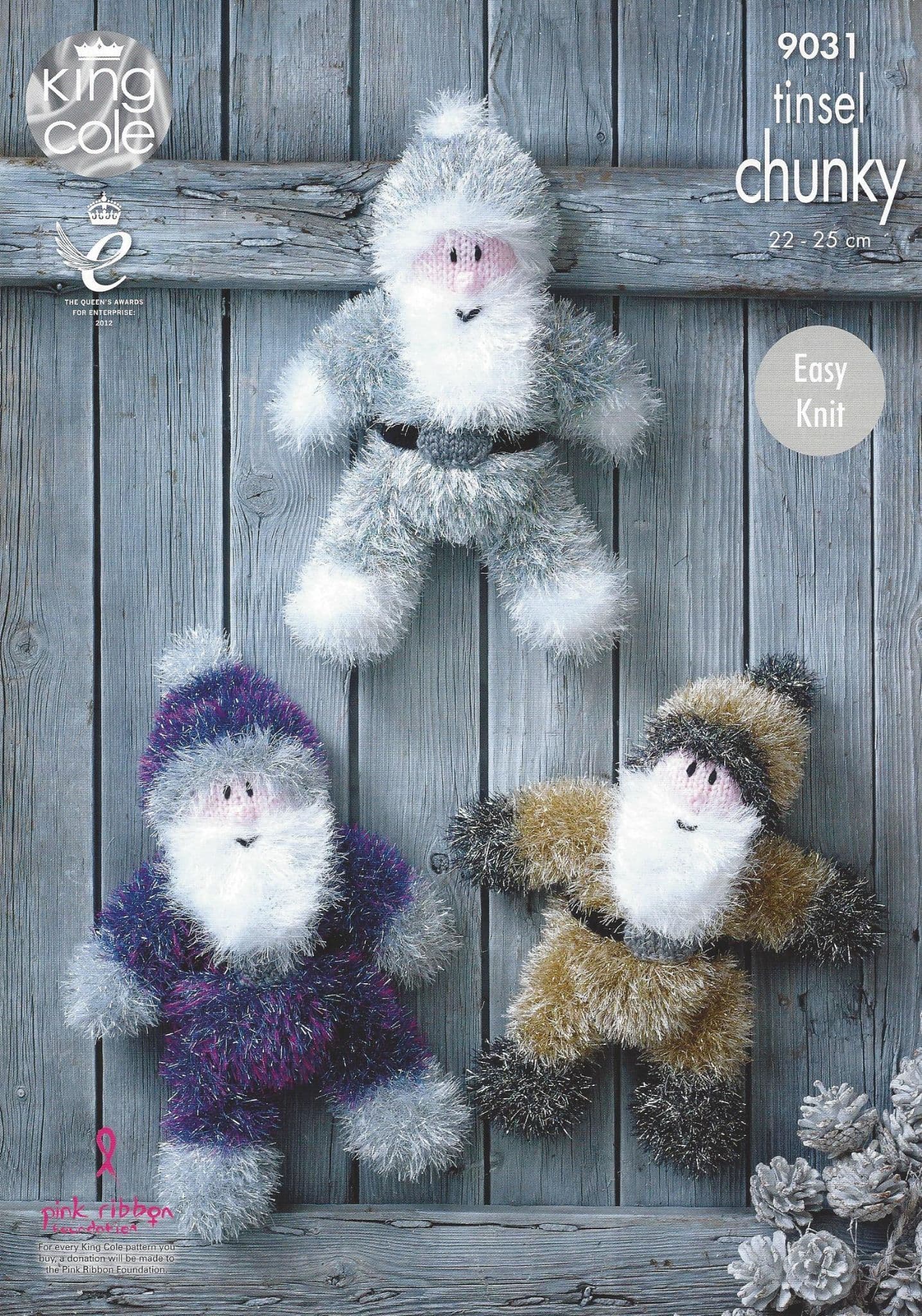 King Cole Tinsel Chunky 9031 Tinsel Santas Knitting Pattern