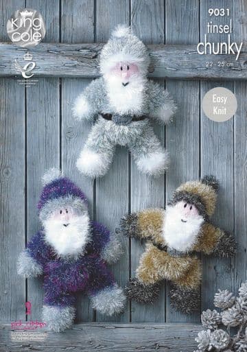 King Cole Tinsel Chunky - 9031 Tinsel Santas Knitting Pattern