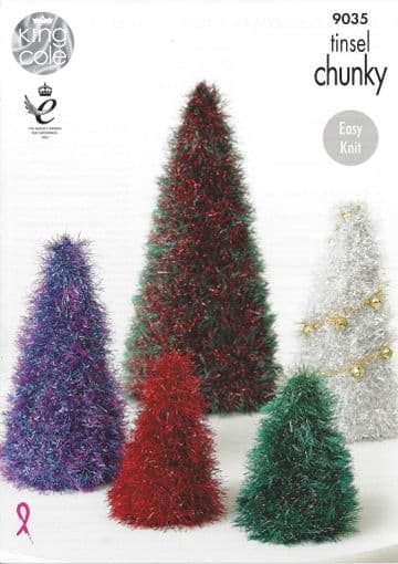 King Cole Tinsel Chunky - 9035 Tinsel Christmas Trees and Baubles Knitting Pattern