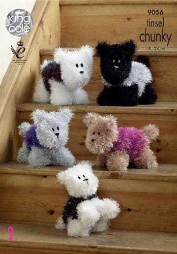 King Cole Tinsel Chunky - 9056 Westie Dogs Knitting Pattern