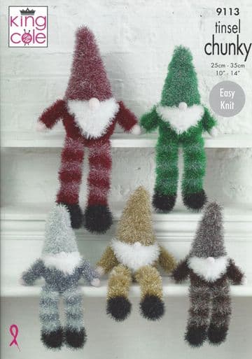 King Cole Tinsel Chunky - 9113 Tinsel Gnomes (Three Sizes) Knitting Pattern