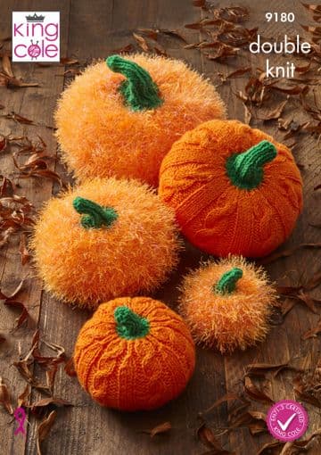 King Cole Tinsel Chunky & DK Knitting Pattern - 9180 Pumpkins