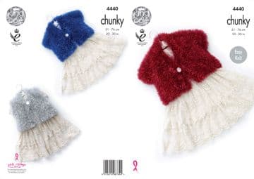 King Cole Tinsel Chunky Knitting Pattern - 4440 Childrens Cardigans