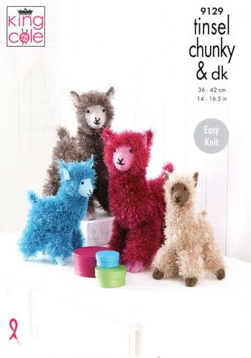 King Cole Tinsel Chunky Knitting Pattern - 9129 Alpacas