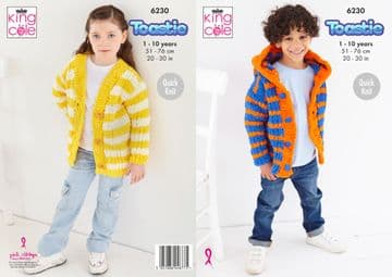 King Cole Toastie Knitting Pattern - 6230 Children's Hooded Jacket & Cardigan