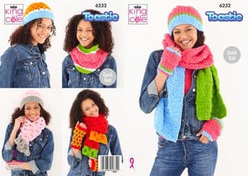 King Cole Toastie Knitting Pattern - 6232 Hats, Scarves & Hand Warmers