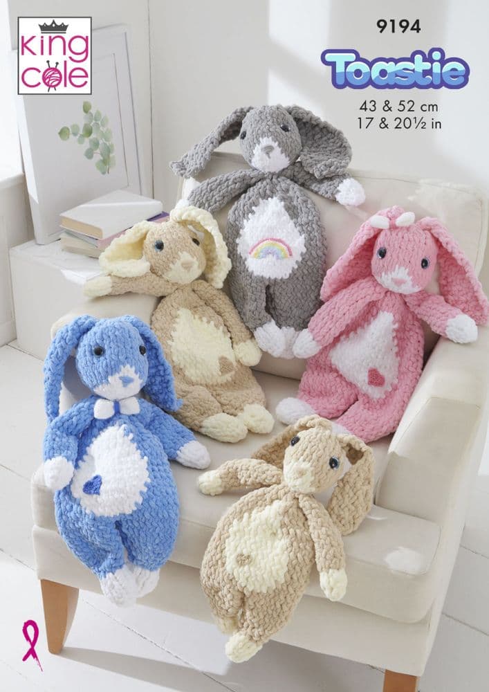 King Cole Toastie Knitting Pattern - 9194 Snuggle Bunny Toys
