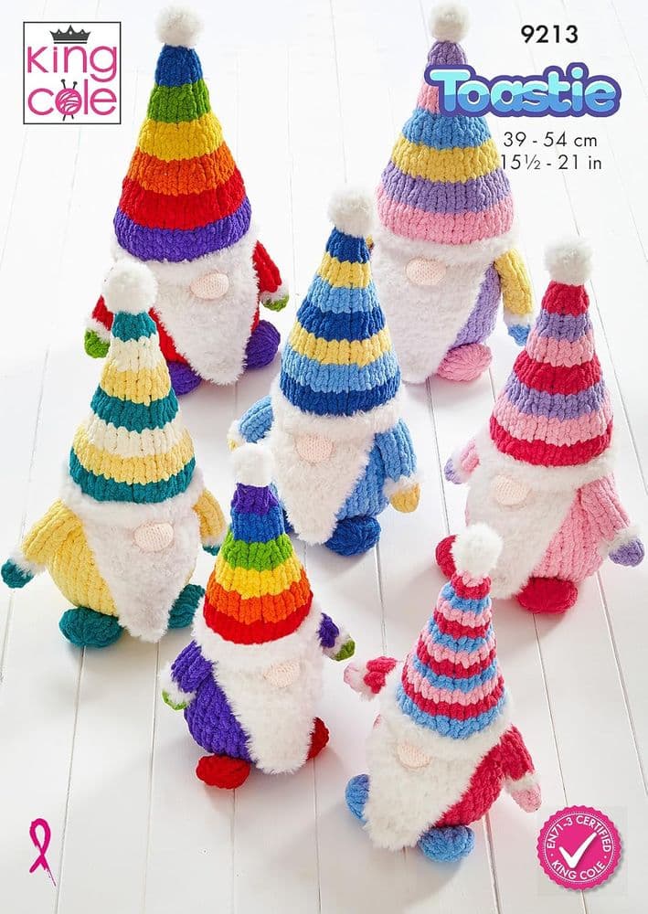 King Cole Toastie Knitting Pattern - 9213 Gonks Toys 3 Sizes
