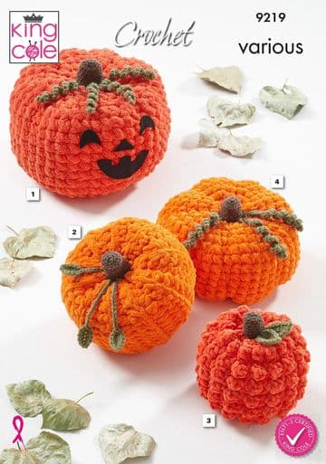 King Cole Toastie Super Chunky Crochet Pattern - 9219 Pumpkins (4 Designs)