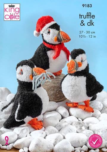 King Cole Truffle & DK Knitting Pattern - 9183 Puffin Toys (3 Designs)