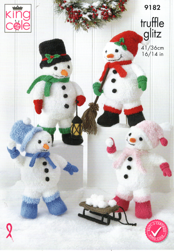 King Cole Truffle Glitz Knitting Pattern - 9182 Snowmen Toys/Decs