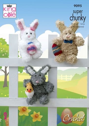 King Cole Tufty Super Chunky Crochet Pattern - 9095 Becky Bunny, Easter Bunny