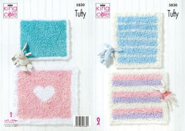 King Cole Tufty Super Chunky Knitting Pattern - 5830 Blankets