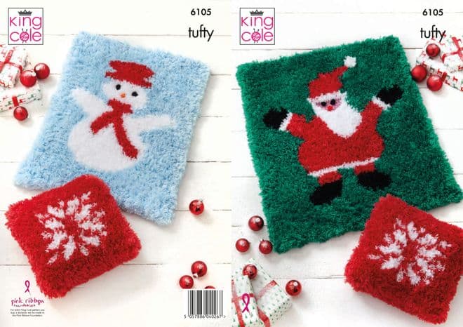 King Cole Tufty Super Chunky Knitting Pattern - 6105 Blankets & Cushion Cover