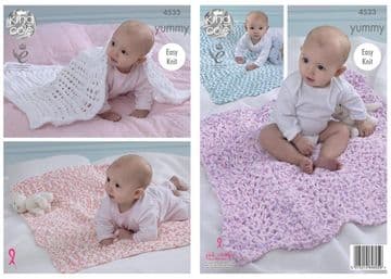 King Cole Yummy - 4533 Blankets Knitting Pattern