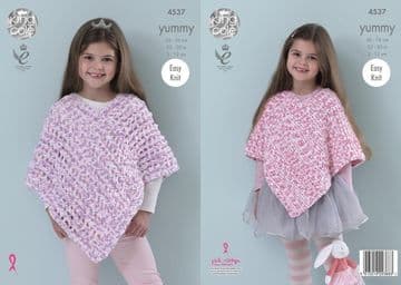 King Cole Yummy - 4537 Ponchos Knitting Pattern