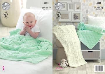 King Cole Yummy - 4822 Blankets Knitting Pattern