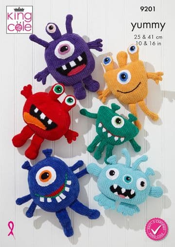 King Cole Yummy - 9201 Little Monsters Knitting Pattern