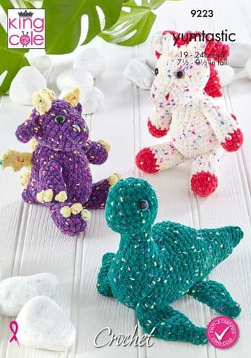 King Cole Yumtastic Knitting Pattern - 9223 Cuddly Mythical Toys (3 Types)