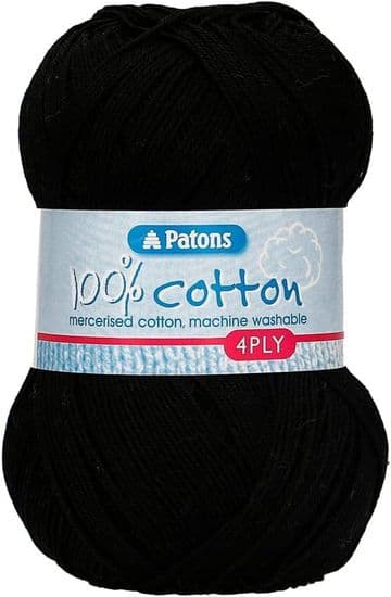 Patons 100% Cotton 4 Ply 100g - 1712 Black