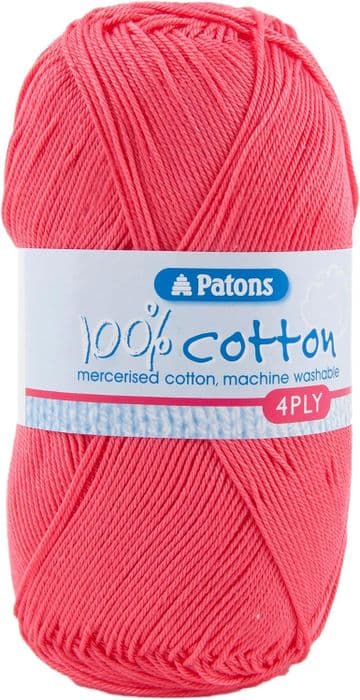Patons 100% Cotton 4 Ply 100g - 1725 Bright Pink