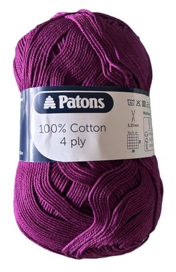 Patons 100% Cotton 4 Ply 100g - 1742 Fuschia