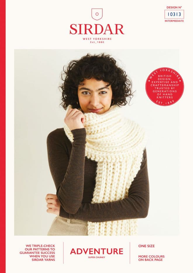 Sirdar Adventure Super Chunky Knitting Pattern - 10313 Scarf