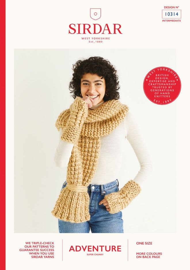 Sirdar Adventure Super Chunky Knitting Pattern - 10314 Scarf & Wrist Warmers
