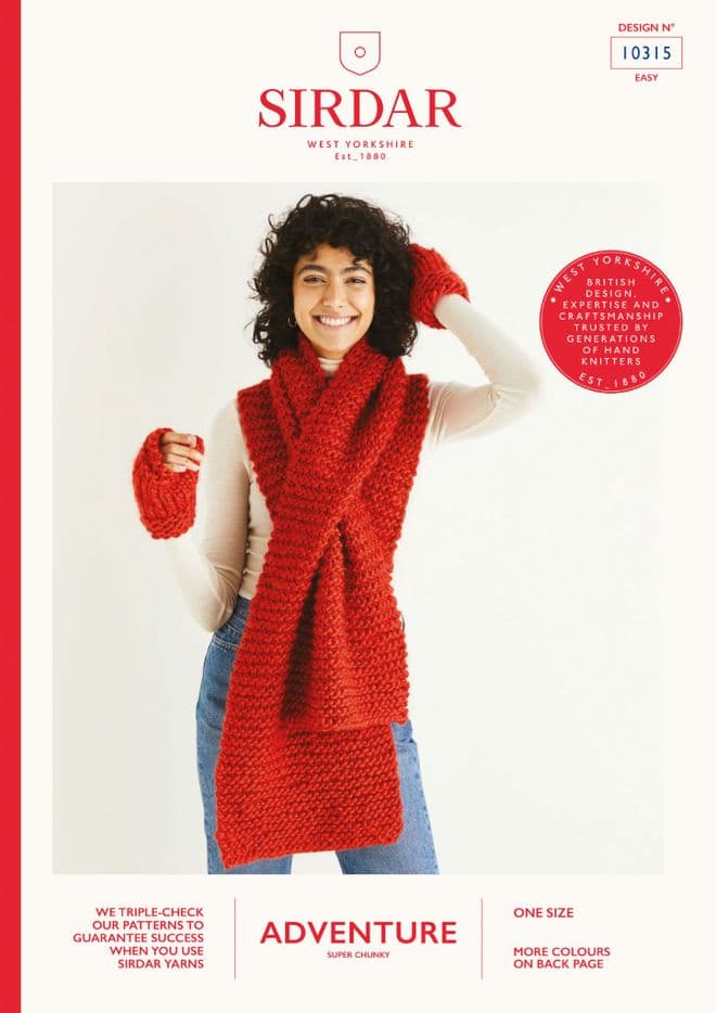 Sirdar Adventure Super Chunky Knitting Pattern - 10315 Scarf & Mittens