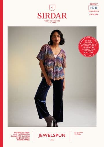 Sirdar Aran Crochet Pattern - 10725 Ladies Cardigan