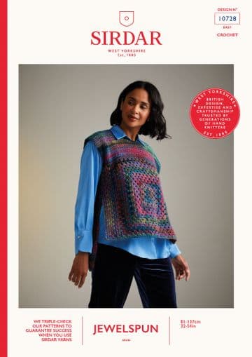 Sirdar Aran Crochet Pattern - 10728 Ladies Tabbard