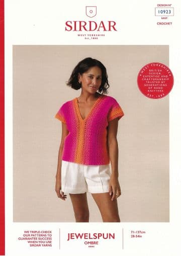 Sirdar Aran Crochet Pattern - 10923 Ladies Summer Top (28 - 54 ins)