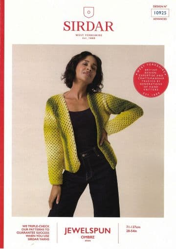 Sirdar Aran Crochet Pattern - 10925 Ladies Cardigan (28-54ins)