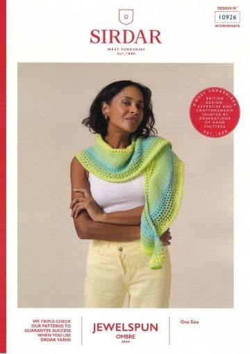 Sirdar Aran Crochet Pattern - 10926 Ladies Shawl (One Size)