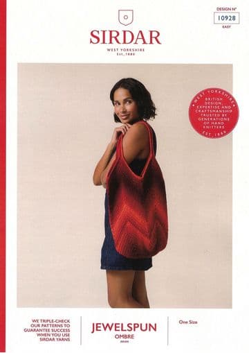 Sirdar Aran Crochet Pattern - 10928 Ladies Large Tote Bag