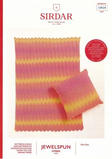 Sirdar Aran Crochet Pattern - 10929 Blanket & Cushion