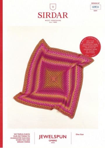 Sirdar Aran Crochet Pattern - 10931 Blanket (120 x 120 cm)