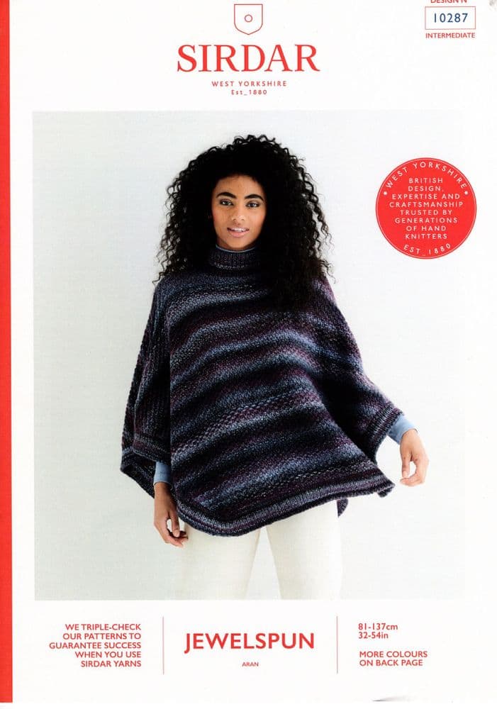 Sirdar Aran Knitting Pattern - 10287 Poncho