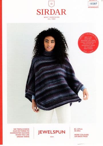 Sirdar Aran Knitting Pattern - 10287 Poncho
