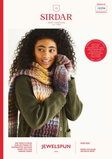 Sirdar Aran Knitting Pattern - 10294 Scarf, Hat & Mittens