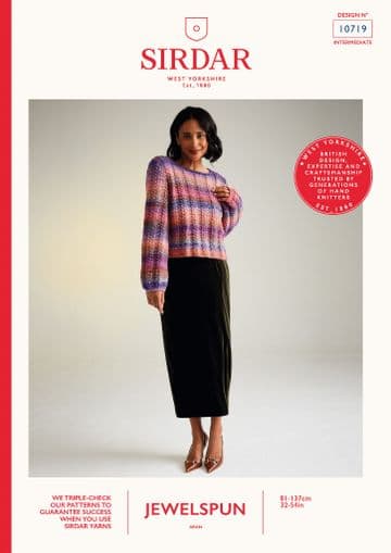 Sirdar Aran Knitting Pattern - 10719 Ladies Sweater