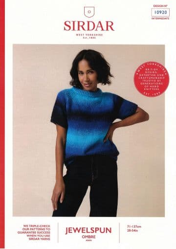 Sirdar Aran Knitting Pattern - 10920 Ladies Short Sleeved Sweater ( 28 - 54 ins)