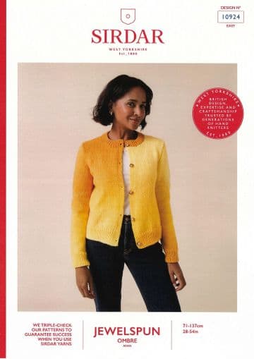 Sirdar Aran Knitting Pattern - 10924 Ladies Cardigan (28 - 54 ins)