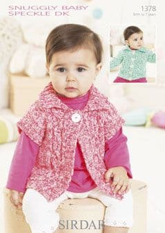 Sirdar Baby Speckle DK - 1378 Waistcoat & Cardigan Knitting Pattern