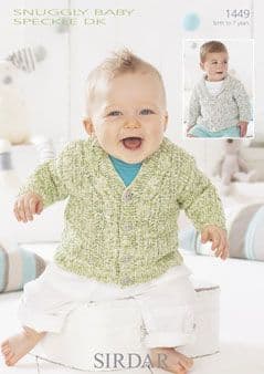Sirdar Baby Speckle DK - 1449 Cardigans Knitting Pattern