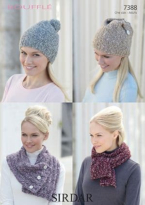 Sirdar Bouffle - 7388 Scarves & Hats Knitting Pattern