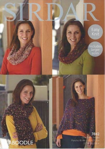Sirdar Caboodle - 7842 Poncho, Snoods & Scarf Knitting Pattern