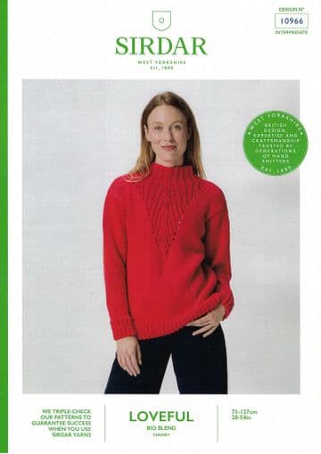 Sirdar Chunky Knitting Pattern - 10966 Ladies Sweater