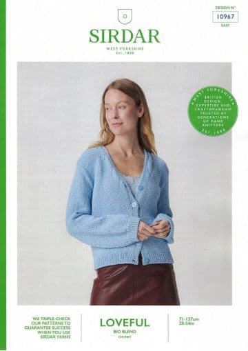 Sirdar Chunky Knitting Pattern - 10967 Ladies Cardigan