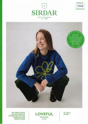 Sirdar Chunky Knitting Pattern - 10968 Ladies Sweater